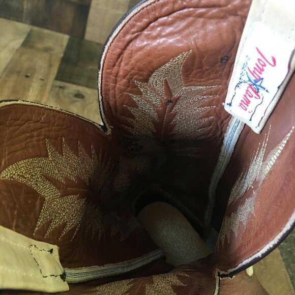 Tony Lama Vintage Smooth Ostrich Round Toe Cowboy Boots Mens 8 D - Picture 10 of 12